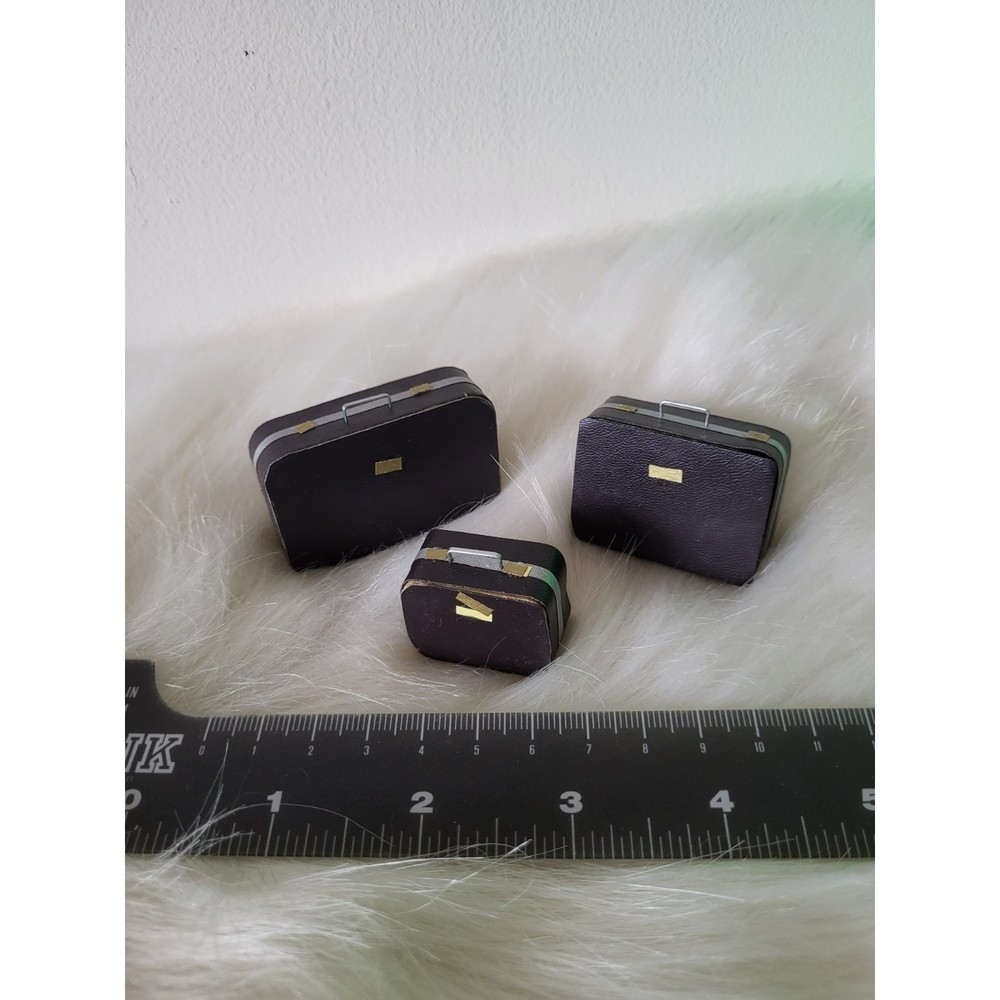 Doll House Suitcases 3 mini faux leather nonopening handmade measurements below